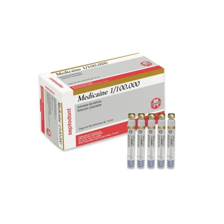 Medicaine® 4% con Epinefrina 1:100.000 — Anestésico Dental Inyectable de Alta Eficacia (Caja con 50 Cartuchos de Cristal)